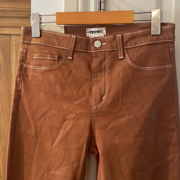 L’AGENCE marguerite topstitch detail coated skinny jeans Java/natural high rise - Picture 8 of 11